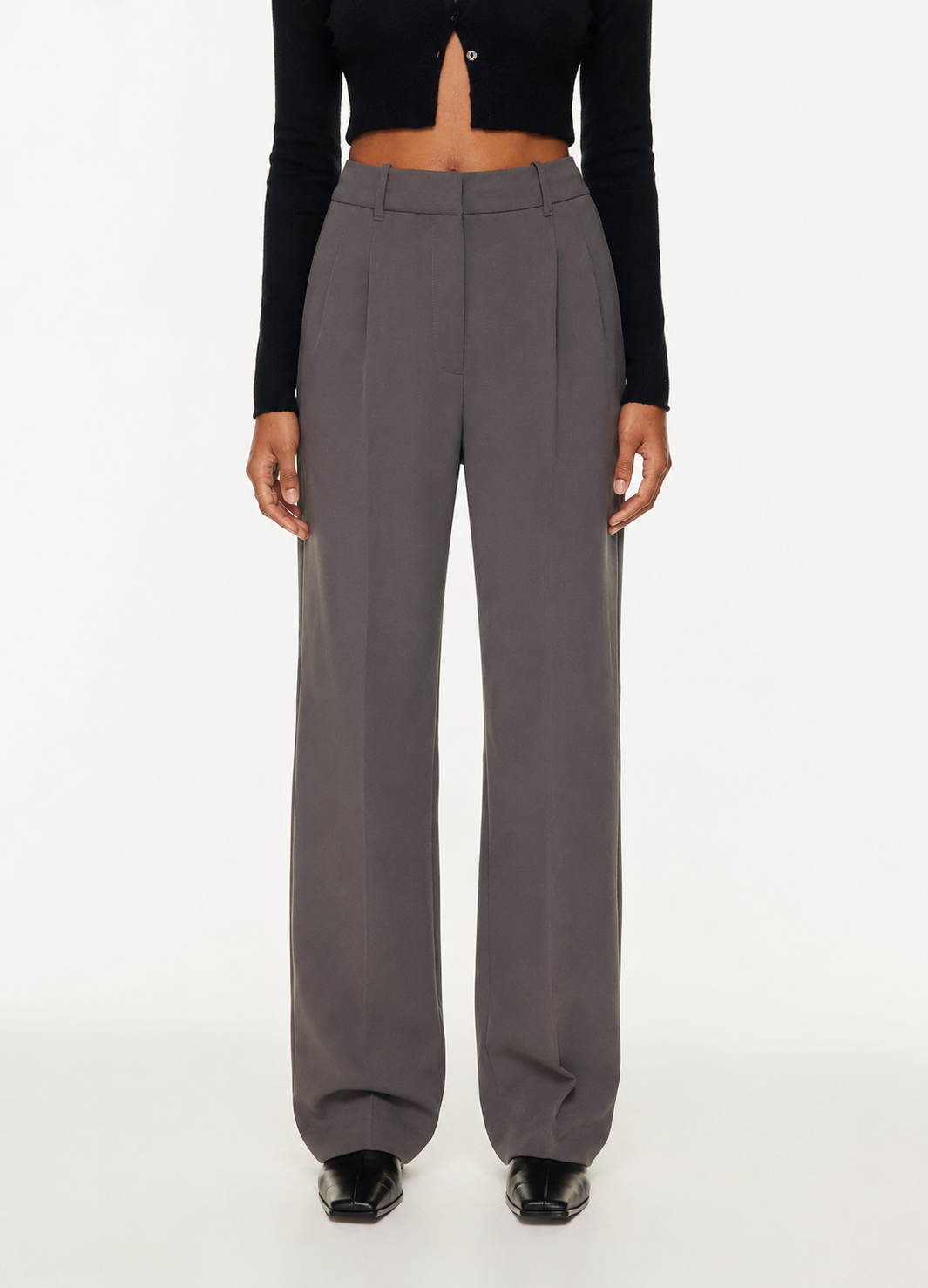 High Waist Straight Trousers With Pockets Wide Leg Casual Pants For Women